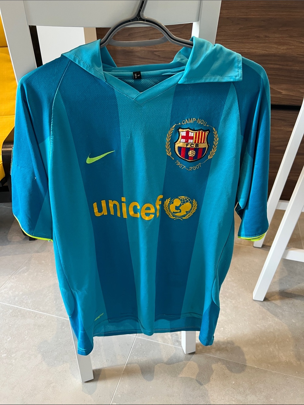 Ronaldinho Nike FC Barcelona Teal Soccer Jersey with Yellow Accents